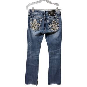 Miss Me Distressed Blue Jeans Size 27 Boot Cut Inseam 32